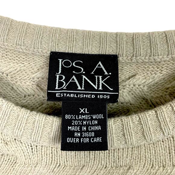 JOS A BANKS Men's Sz XL Lambswool Blend Crew Neck Basket Weave Sweater - Picture 8 of 8
